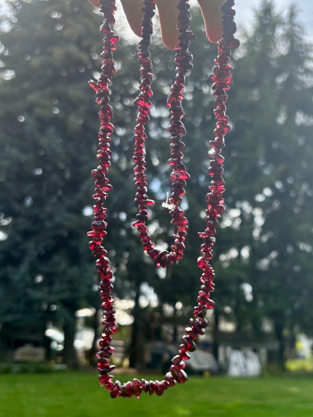 Red Garnet Chip Necklace.